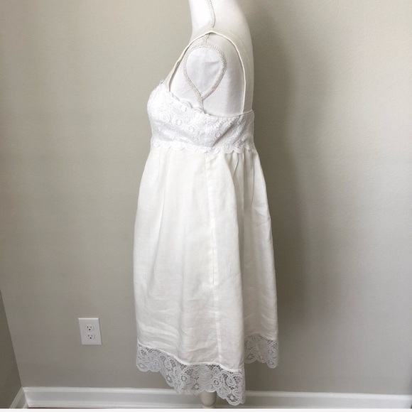 Maggy London White 100% Linen Lace Sun Dress - Picture 5 of 6